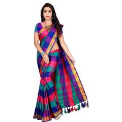 Checkered Daily Wear Cotton Silk Saree