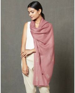 Wool Pink Embroidered Stole
