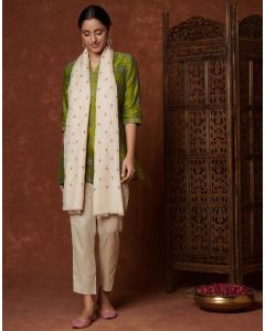 Grey Wool Embroidered Stole