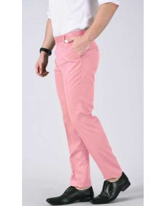 Regular Fit Men Pink Polyester Viscose Blend Trousers