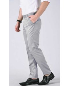 Regular Fit Men Grey Polyester Viscose Blend Trousers