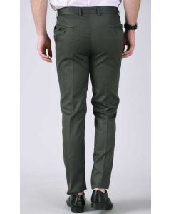 Regular Fit Men Green Cotton Blend Trousers
