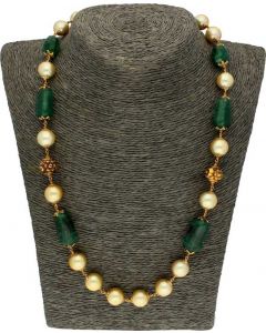 Pearls Blushing Long and Short Chain Yellow Gold Precious Chain
