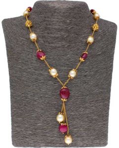 Pearls Elodie Long and Short Chain Yellow Gold Precious Chain