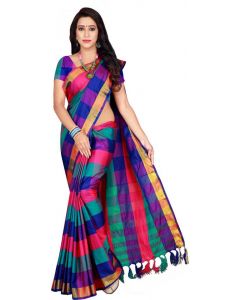 Checkered Daily Wear Cotton Silk Saree