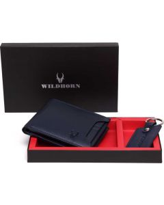 Men Blue Genuine Leather Wallet - Mini  (8 Card Slots)