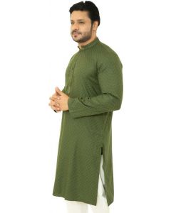 Men Embroidered Cotton Blend Straight Kurta  (Green)