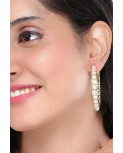 Multiple Stud Earrings Big Hoop Tassel Drop Pearl Earrings Pearl Metal Hoop Earring